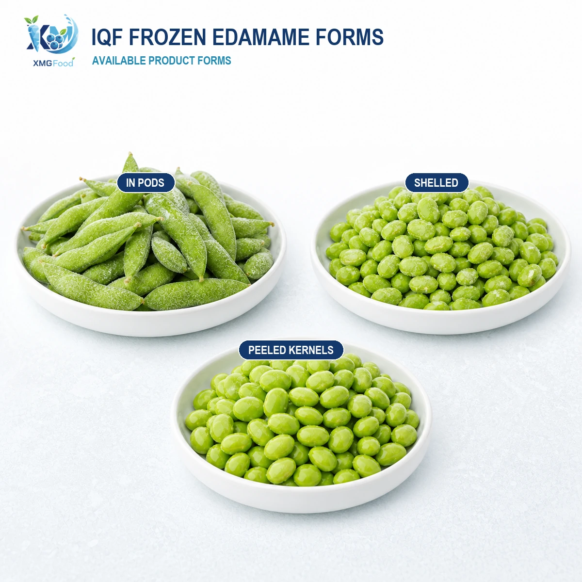 IQF Frozen Edamame forms and size options