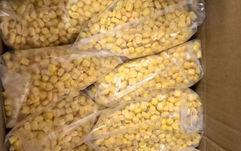 Original corn kernels in plain clear bags inside a carton