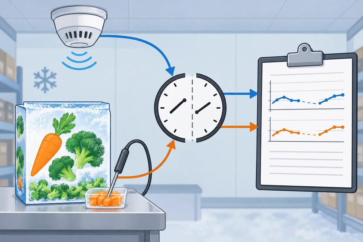 Air sensor and carrot-carton probe connect to a clock and record